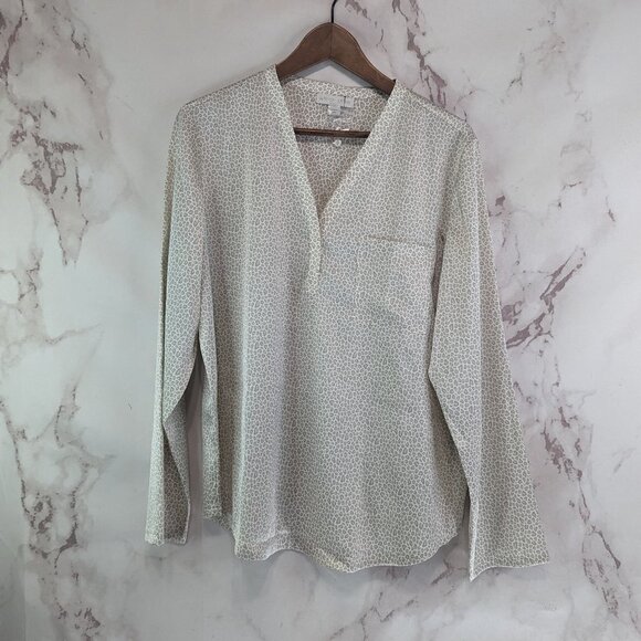 Barefoot Dreams Top Women Large Tunic Washed Satin Sleep Leopard Print Pocket - Picture 1 of 11